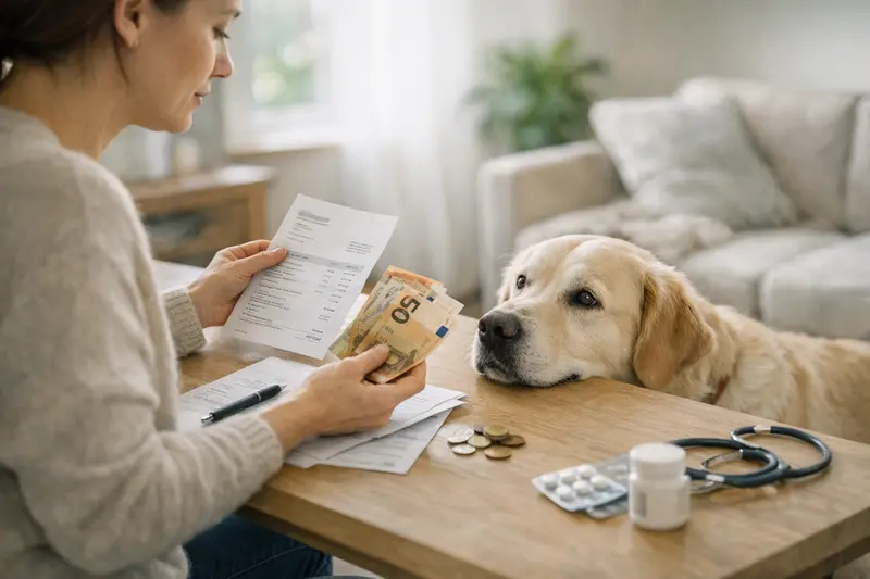 Hunde beim Tierarzt: Selbstbehalt verstehen Ein Hund sitzt beim Tierarzt und wartet auf die Behandlung, umfragen zur Selbstbeteiligung